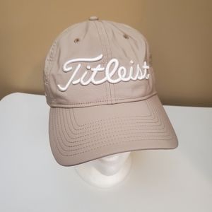 Titleist Golf Beige Pro V1 Footjoy Adjustable Hat Cap
